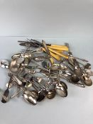 Silver plated, EPNS, and Nickle cutlery , a quantity of spoons, forks, knives, ladles and other