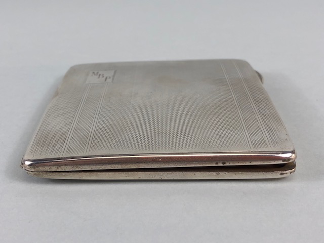English hallmarked silver, Two cigarette cases, one plain with engraved initials, A.F, the other - Image 4 of 13