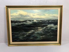 ENDRE VON DERERA (Hungarian b.1903), oil on canvas of a seascape, signed lower left, approx 70cm x