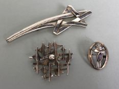 Contemporary Silver 925 jewellery one the abstract piece marked A * D possibly Danish (3)