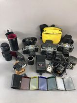 Vintage Cameras, Asahi Pentax 35mm, and case, Pentax Spotmatic and case, Pentax Spotmatic F and