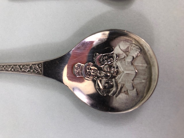 Collection of hallmarked silver spoons, sugar nips, salt spoons etc total eight pieces - Image 7 of 22