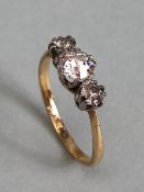 18ct yellow gold three stone diamond ring size approx 'M' & total weight approx 2.2g