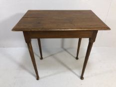 Antique furniture, early 19th century oak side or occasional table, plain top with bevelled edge