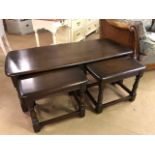 Ercol style coffee table with two side tables under