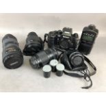 Camera equipment, Nikon F 4 camera body, Nikon ED 80-200 zoom lens 1:28D, Nikon 24-120mm lens ,