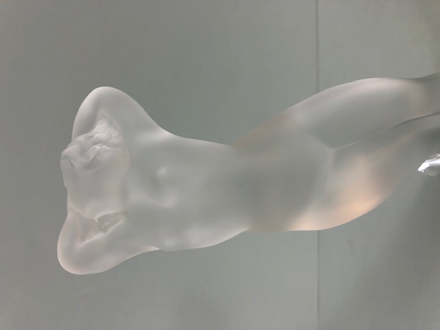 Lalique, modern Lalique frosted glass figure of a Naked female partially reclined against a rock, - Image 2 of 7