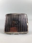 Silver, racing interest , English hallmarked Silver Cigarette case London 1925 engine engraved