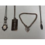 Silver Jewellery, English Hallmarked Slab Ingot pendant and chain approximately 22.68g and a small