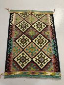 Oriental rug, Hand knotted Chobi Kilim Colourful Geometric design approximately 119 x 81 cm