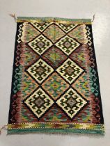 Oriental rug, Hand knotted Chobi Kilim Colourful Geometric design approximately 119 x 81 cm