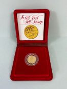 1980 UK gold proof half sovereign coin, in original box with certificate and original shipping