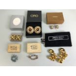 Vintage and designer costume jewellery, Pair of Christian Dior clip on earrings in box with pad, a