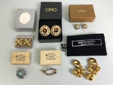 Vintage and designer costume jewellery, Pair of Christian Dior clip on earrings in box with pad, a