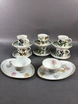 Vintage China, 1972 Portmeirion Botanic Garden coffee cups and saucers comprising of 6 cups, 6