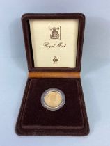 1981 UK gold proof sovereign coin, in original box with certificate and original shipping