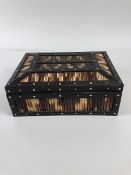 Antique Quill work box, 20th century Asian porcupine quill and bone inlaid trinket box the inside of