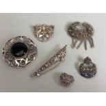 Vintage Silver jewellery to include a sweetheart brooch