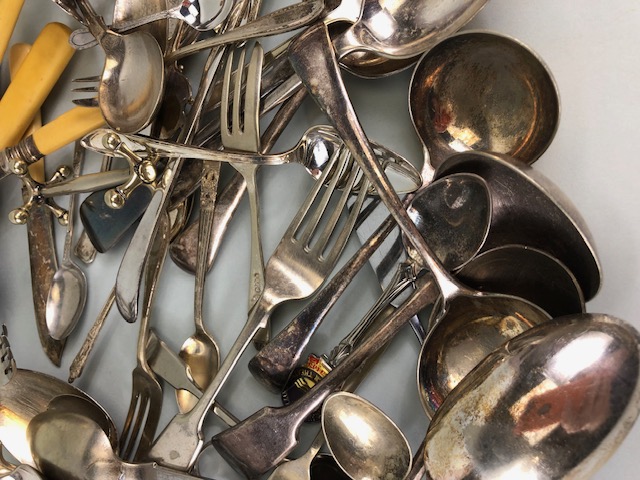 Silver plated, EPNS, and Nickle cutlery , a quantity of spoons, forks, knives, ladles and other - Image 5 of 6