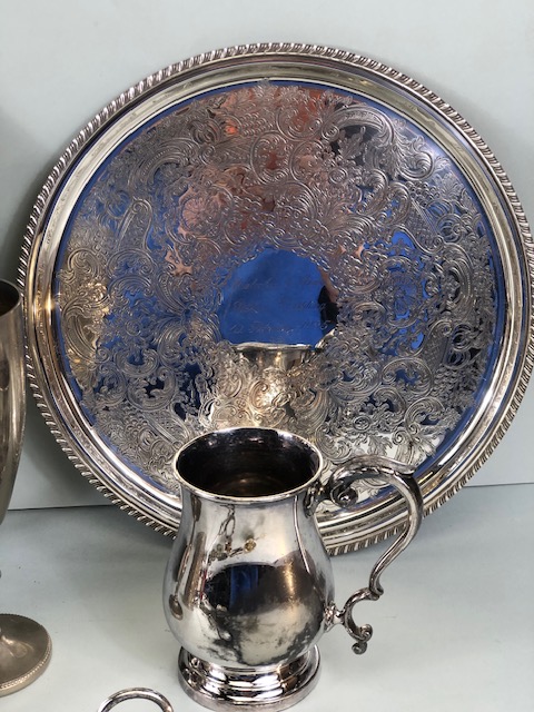 Antique and modern Silver Plated Items, collection of items to include tankard, candle snuffer, - Image 3 of 11