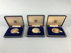 Three Prince of Wales silver investiture medals with cases and original outer boxes (3)