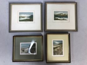 Pictures, four framed limited edition prints of landscapes by contemporary artist Helen Hanson,