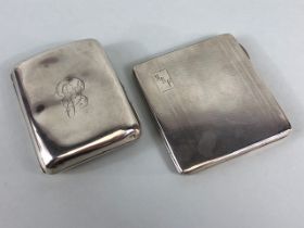 English hallmarked silver, Two cigarette cases, one plain with engraved initials, A.F, the other