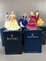 Royal Doulton Figures, 5 figurines in the boxes with certificates, 3735, top of the hill, 3447