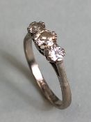 18ct White Gold three stone Diamond ring size approx 'P' total weight approx 3.3g