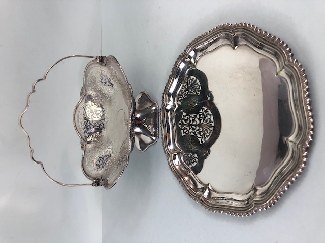 Silver Plated Mappin and Webb Bon Bon, or sweetmeat dish of basket design, cut out foliage design on - Image 4 of 10