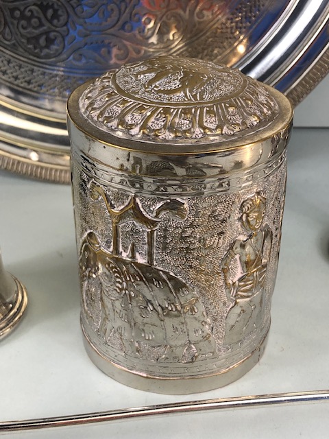 Antique and modern Silver Plated Items, collection of items to include tankard, candle snuffer, - Image 6 of 11