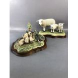 Border fine Arts figurines, two studies ,Texel Ewe and lambs limited edition 233 of 1,500 and a