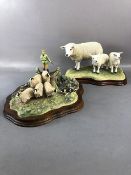 Border fine Arts figurines, two studies ,Texel Ewe and lambs limited edition 233 of 1,500 and a