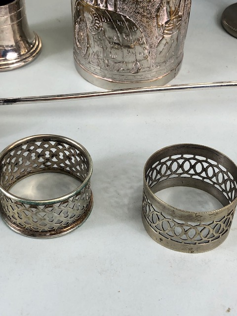 Antique and modern Silver Plated Items, collection of items to include tankard, candle snuffer, - Image 9 of 11