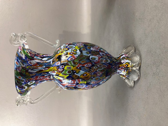 Murano Glass, vintage Millefiori vase of classical form approximately 21cm high a glass clown - Image 2 of 10