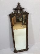 Antique mirror, Chinoiserie dressing mirror, the plaster frame of Faux wood on wood decorated in the