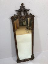 Antique mirror, Chinoiserie dressing mirror, the plaster frame of Faux wood on wood decorated in the