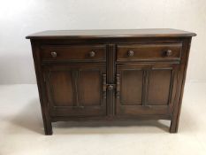 20th century furniture, Ercol dark Elm, Cambrewood design sideboard, double cupboard with drawers