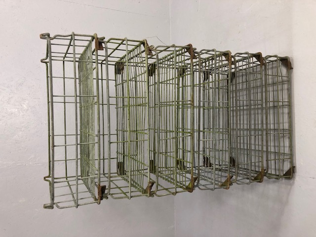 Industrial Galvanised wire open work stackable Factory stock trays, stack of six each