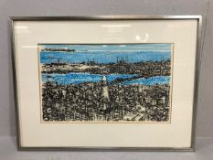 Works of Art, vintage limited edition framed landscape etching of Istanbul 69 /100 approximately