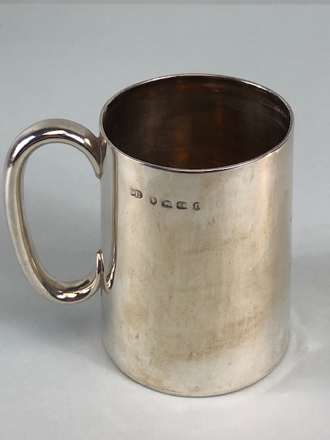 Antique English hallmarked silver Tankard Birmingham 1887, initials engraved to front, approximately - Image 4 of 8