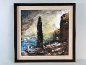 Esmond Knight, Oil on Board depicting "The Old Man of Hoy" and signed to the reverse, approx 34 x