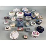 Collectables, a quantity of ceramic pill and trinket boxes of different designs approximately 25