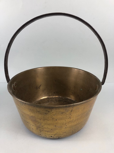 Antique Bronze cooking or maslin pan with steel handle approximately 28cm across - Image 3 of 4