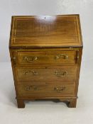 Antique Furniture, 19th Century mahogany bureau, run of 3 drawers, bracket feet, pull down sloping