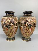 Japanese Ceramics, pair of 19th century Japanese Satsuma Vases richly decorated with panels