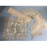 Antique Lace, Three items of Antique Maltese lace being a Collar approximately 54 cm across, 18cm