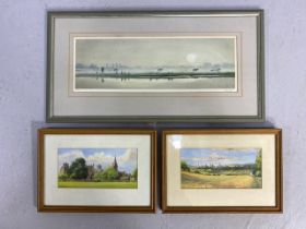 Pictures, 3 landscape prints by artist Valerie petts in modern frames frames