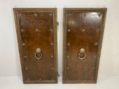Antique doors, Pair of carved and decorated wooden church doors, possibly from a Tabernacle,