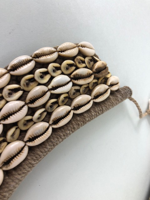 Tribal interest, a New Guinea style woven chest ornament decorated with Cowrie shells, abalone discs - Image 9 of 12